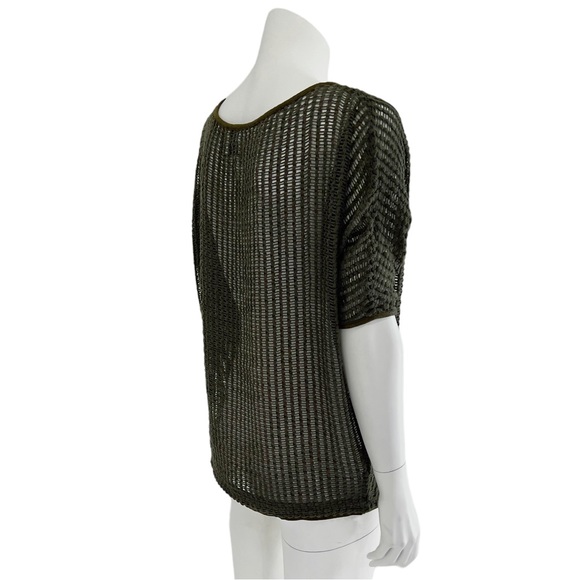 SW3 Bespoke Short Sleeve Oversize Fishnet Tunic Top Cover Up Dark Green size S - Picture 5 of 15